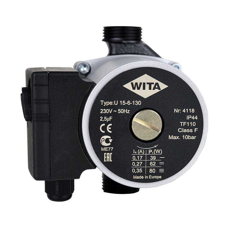 德国维塔水泵WITA U 25-8-180屏蔽泵地暖锅炉热水循环泵 220V