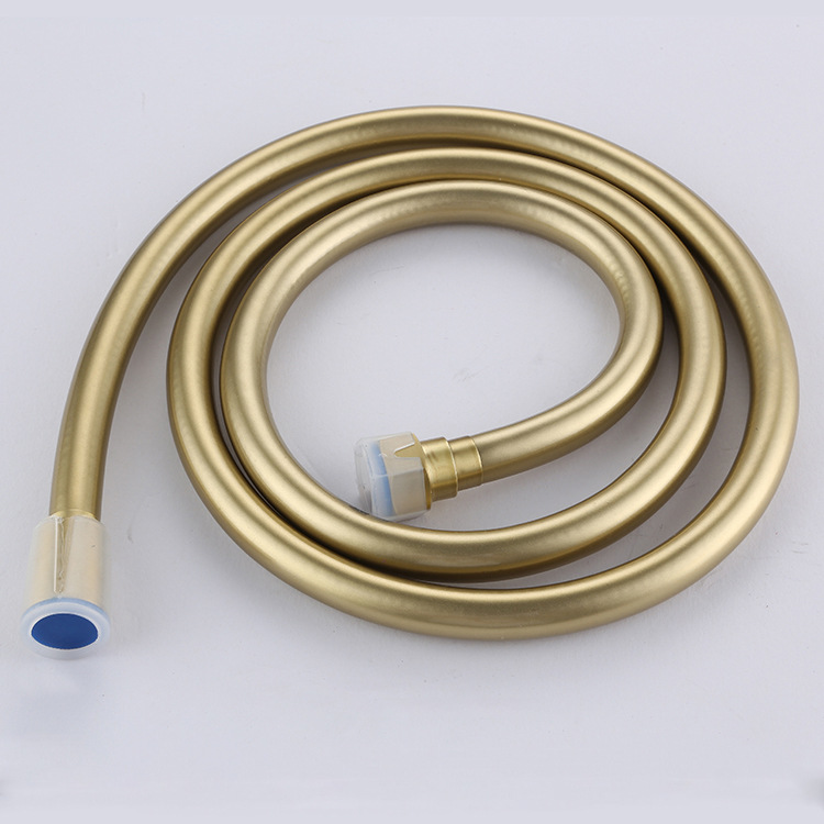厂家直销  1.5米金色PVC软管手持管 淋浴管铜帽360°旋转 花洒管