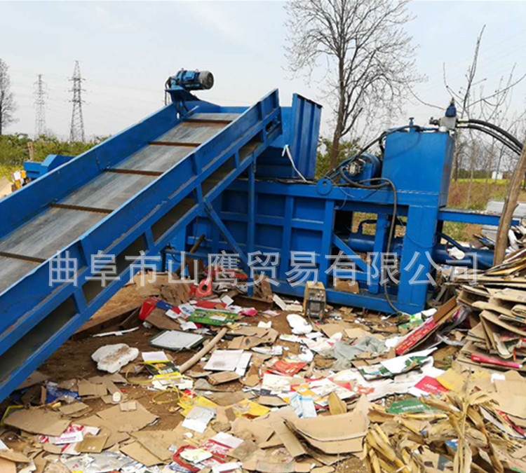 广东120吨卧式废纸箱液压打包机价格 废品垃圾压缩机 立式打包机