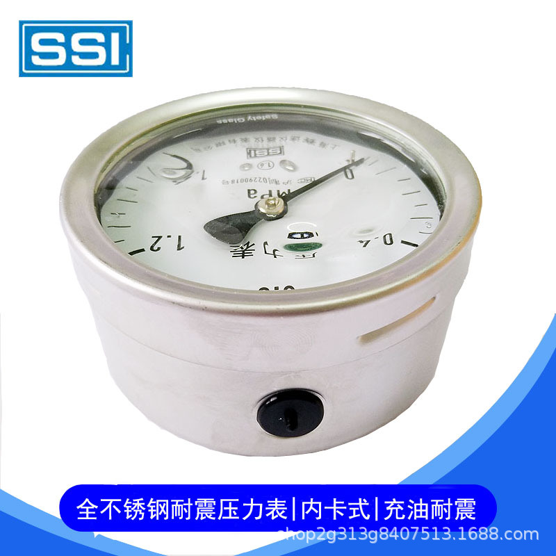 上海赛途SSI YTN-100HAO型防腐耐震不锈钢压力表 内卡式 量程广