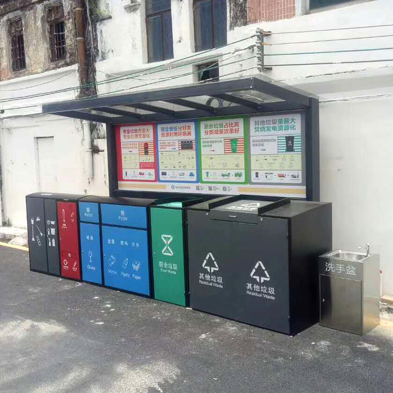 深圳社区新款垃圾分类收集箱 大型玻金塑纸分类收集容器2020新款