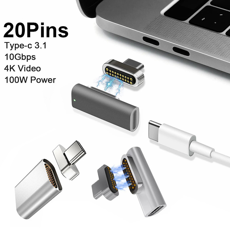 10G磁吸Type-C转接头数据全功能20PIN快充转接头适用于Macbook