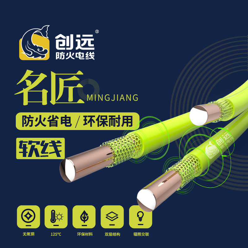 防火电线 名匠 1.5/2.5/4/6平方100米软线  铜芯多股耐火电线