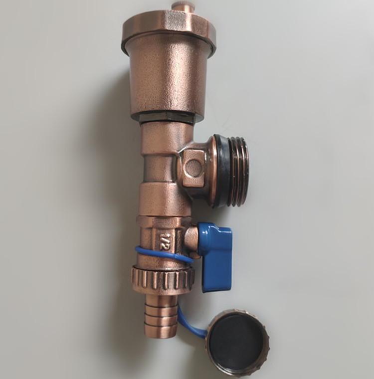 红古铜分水器末端三件套分水器自动排气阀排污阀末端三通组合尾件