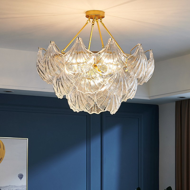 后现代意式轻奢主客厅吊灯大气高档创意贝壳玻璃家用卧室餐厅灯具