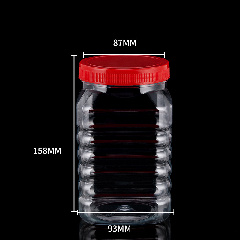 厂家批发广口方形储物罐1100ML 透明塑料罐 塑料瓶罐批发