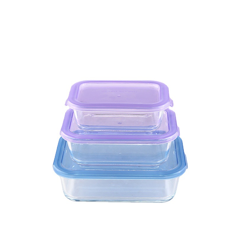 0.65L 高硼硅饭盒微波炉加热餐盒便当盒套装食品级冰箱收纳保鲜盒