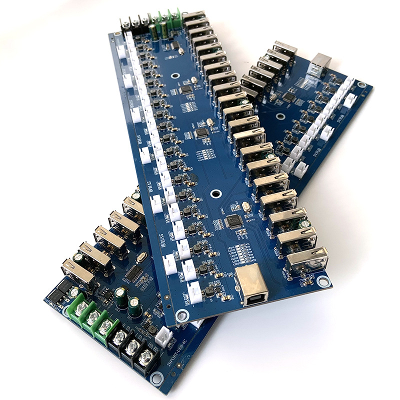 20口群控集线器PCBA电路板方案定制 多口扩展坞四层PC板开发设计
