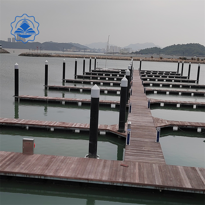 浮动码头施工 水上平台浮桥工程配件浮动码头黑色PE塑料浮箱浮桥