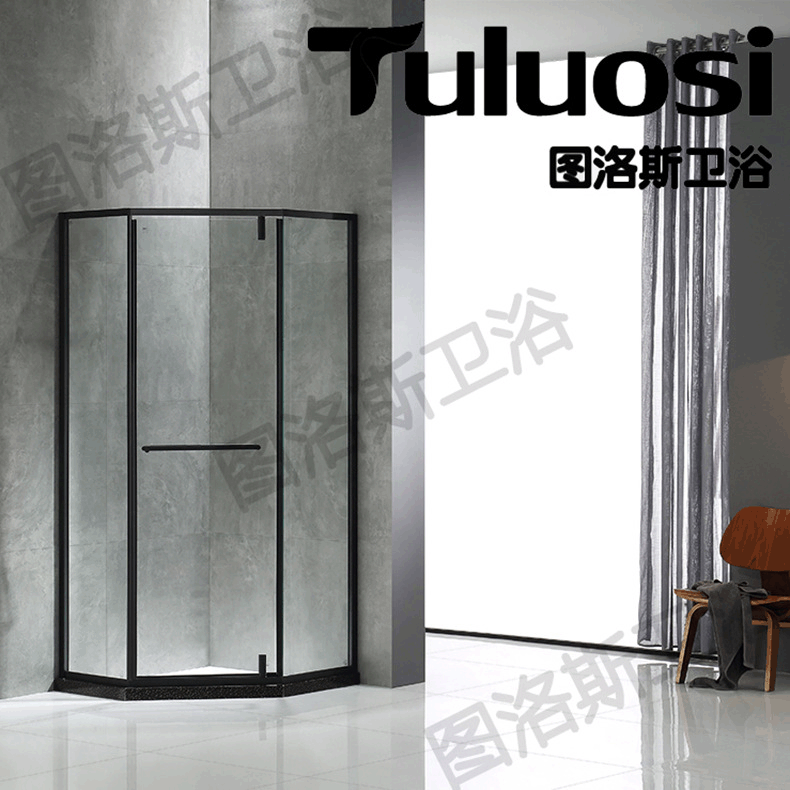 图洛斯卫浴 工厂直供菱型 淋浴屏风304不锈钢钢化玻璃淋浴房定制