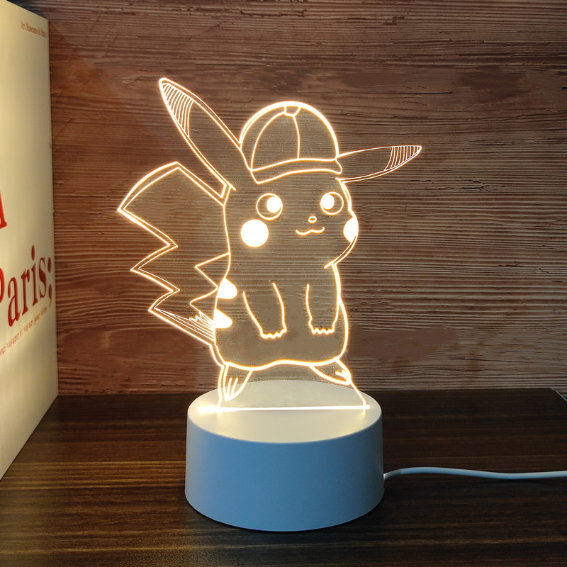 宝可梦皮卡丘3D小夜灯LED创意产品宠物精灵礼品床头台灯神奇宝贝