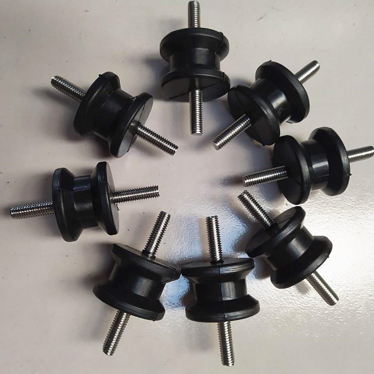 工业橡胶缓冲减震器 圆柱减震块 橡胶弹簧减震器 双头螺纹减震器