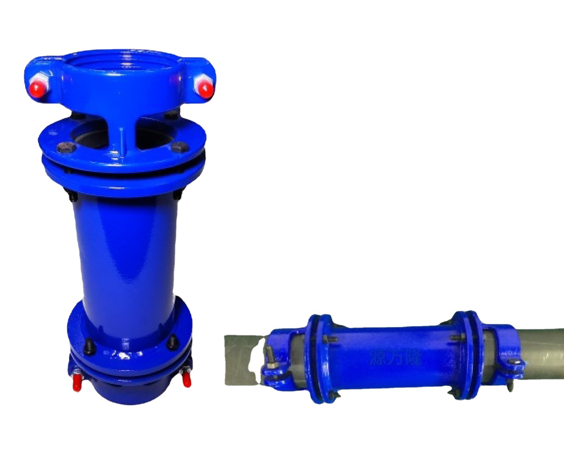 PE PPR PVC塑料管道快速连接器PE防脱式伸缩快接头蓝色环氧喷塑