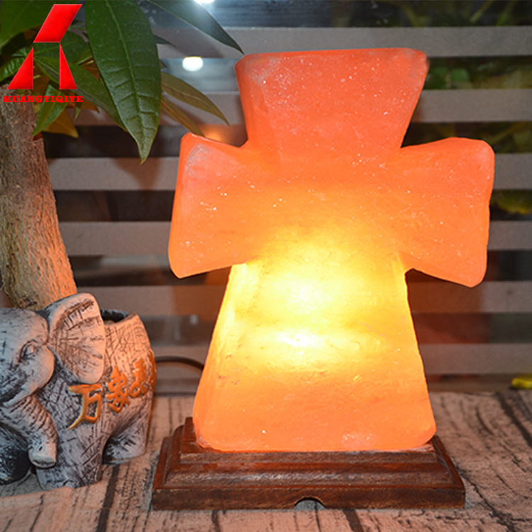 厂家批发盐灯SaltLamp 喜马拉雅十字架创意水晶盐灯 台灯 小夜灯