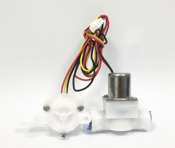 1/4快速连接器 小型低功率塑料电磁阀带流量计 花园饮水净水系统S211BK