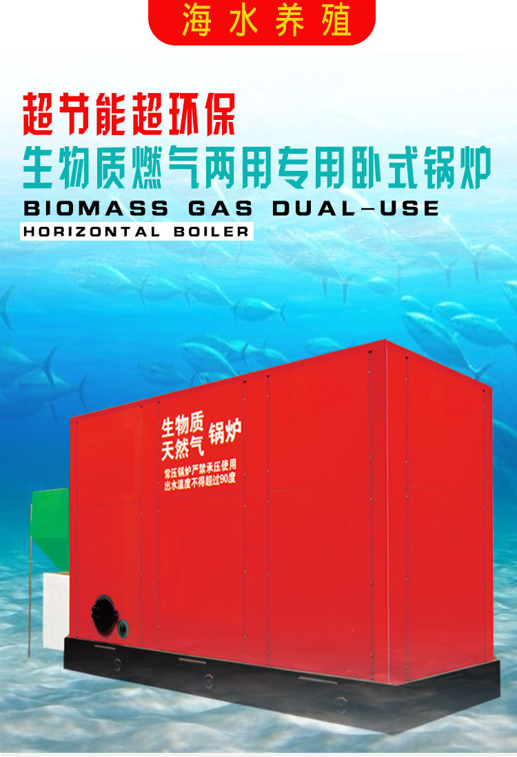 1040108超节能超环保生物质燃气两用海水养殖专用卧式锅炉