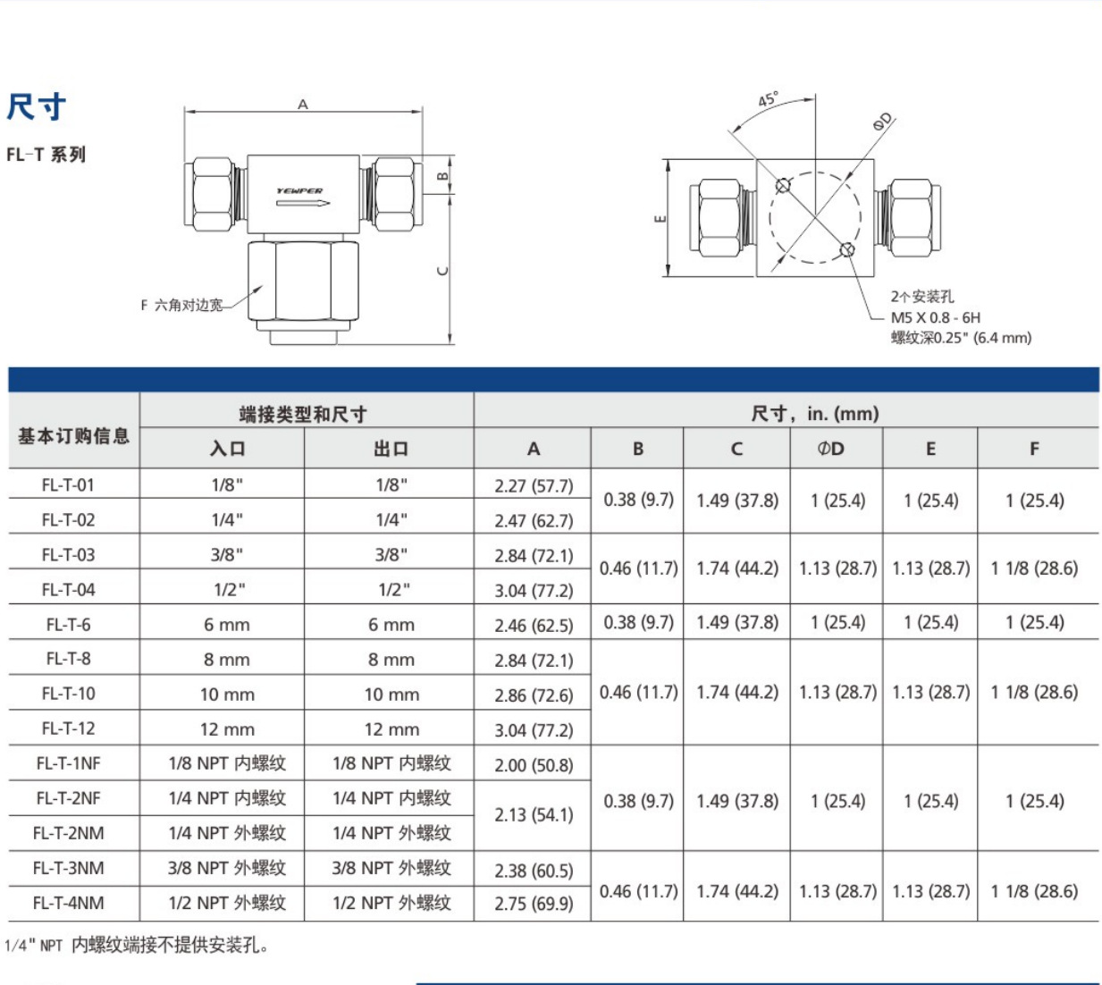 Yewper YEWPER系列产品-卡套式 T型过滤器 FL-T 316L 不锈钢 可代替进—伊淳科技(杭州)有限公司