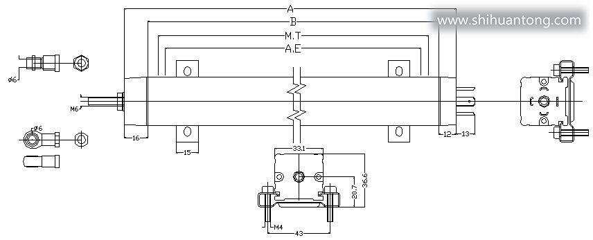 LWH拉杆系列直线位移传感器安装尺寸